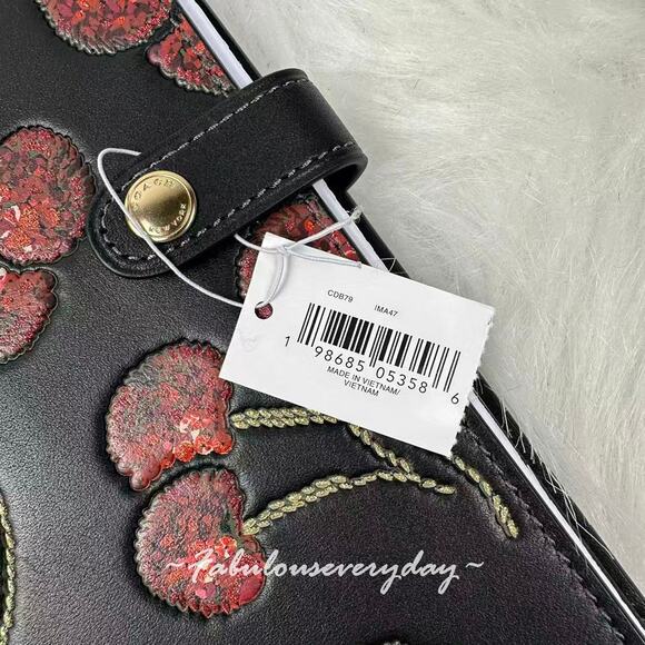Coach Notebook With Black Cherry In Leather/Black Print CDB79 NWT - Picture 3 of 5